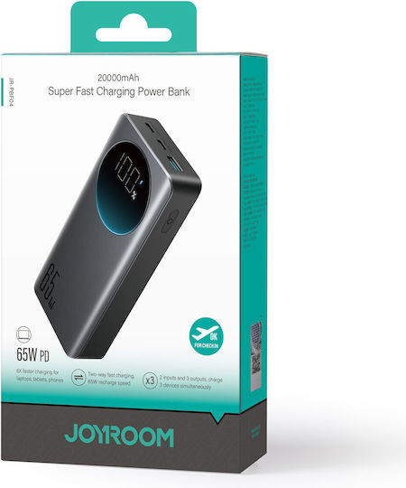 Joyroom JR-PBF04 Power Bank 20000mAh 65W with USB-A Port and 2 USB-C Ports Black view 3