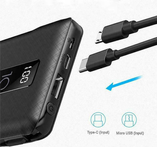 Awei P8K Power Bank 10000mAh with USB-A Port Black view 3