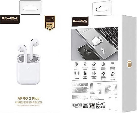 Pavareal Apro 2 Plus Earbud Bluetooth Handsfree Earphones with Charging Case White view 4