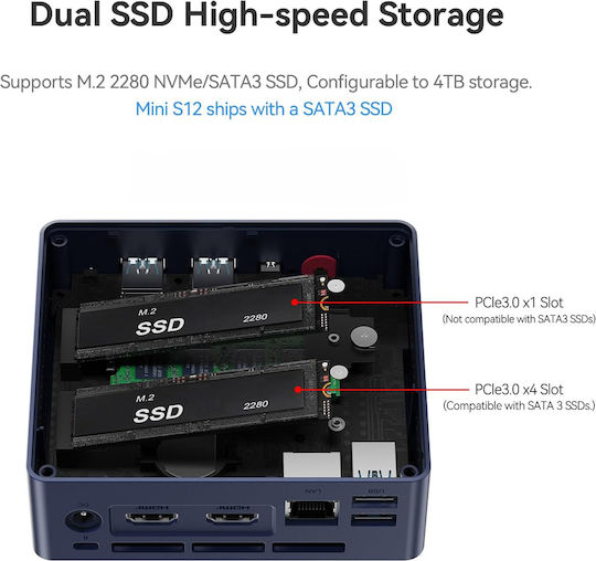 Beelink S12 Mini PC (N-Series N95/12GB DDR4/512GB SSD/W11 Pro) view 5