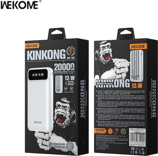 WK WP-103 Power Bank 20000mAh 12W White view 2