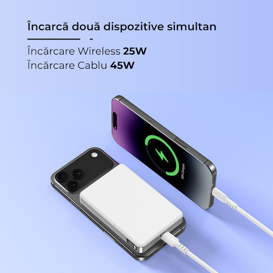 Voltres MagSafe Power Bank 10000mAh 25W with USB-C Power Delivery Port White view 6