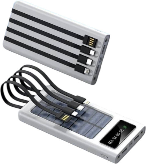 P108 Solar Power Bank 10000mAh with 2 USB-A Ports and 2 USB-C Ports White