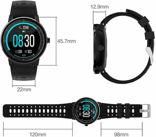 Senbono S10 Pro 45mm Smartwatch with Heart Rate Monitor (Black) view 3