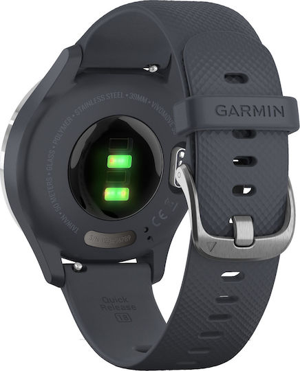 Garmin Vivomove 3 Stainless Steel 39mm Waterproof Smartwatch with Heart Rate Monitor (Silver/Blue) view 6