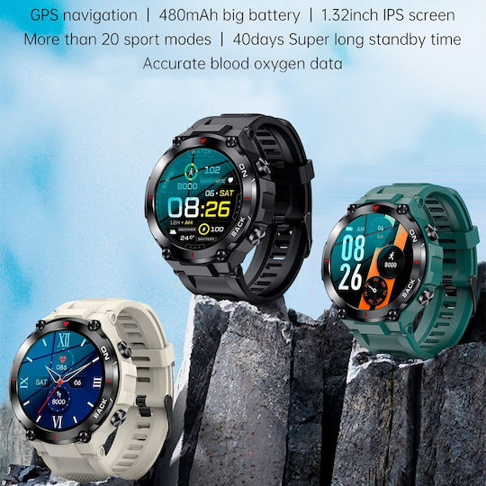 Aoke K37 45mm Smartwatch with Heart Rate Monitor (Black) view 2