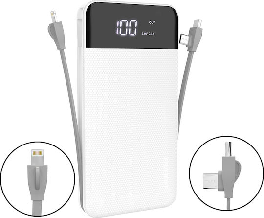 Dudao K1A Power Bank 10000mAh with USB-A Port and USB-C Port White