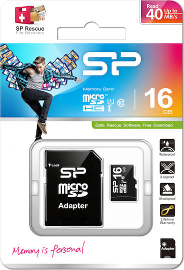 Silicon Power microSDHC 16GB Class 10 High Speed 40MB/s with Adapter view 2