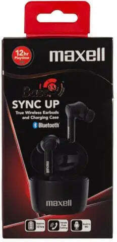 Maxell Bass 13 In-ear Bluetooth Handsfree Earphones with Charging Case Black vue 3