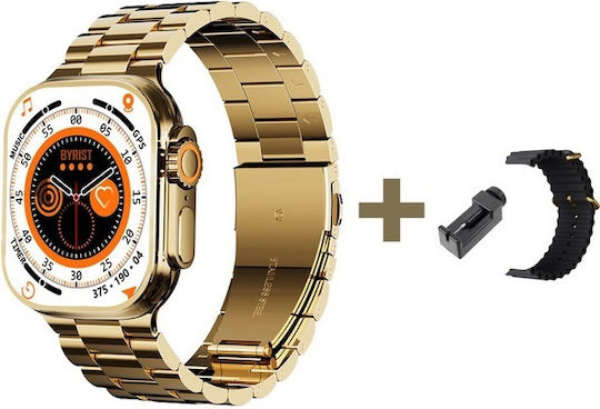 M9 Ultra Max Smartwatch with Heart Rate Monitor (Gold)