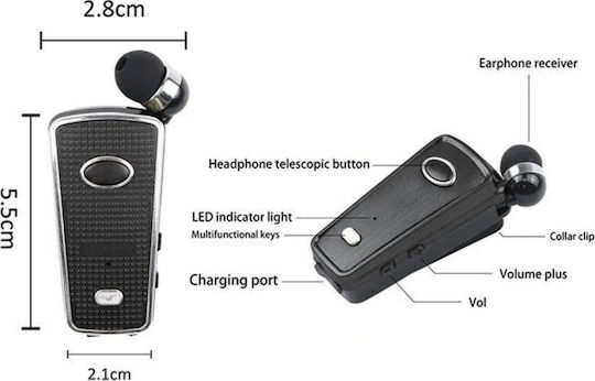 AKZ-Q1 In-ear Bluetooth Handsfree Earphone Lapel Black view 3