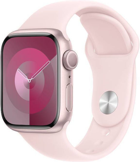 Apple Watch Series 9 Cellular Aluminium 41mm Waterproof with eSIM and Heart Rate Monitor (Pink with Light Pink Sport Band (S/M)) view 2