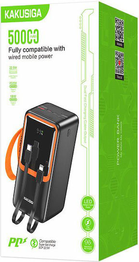 Kakusiga KSC-1090 Power Bank 50000mAh 20W with 2 USB-A Ports Power Delivery Black view 2