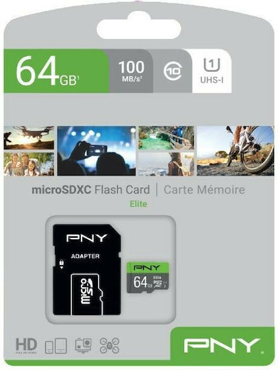 PNY Elite microSDXC 64GB U1 UHS-I 100MB/s with Adapter view 4