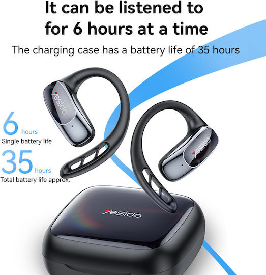 Yesido YSP24 Open Ear Bluetooth Handsfree Earphones with Charging Case Black view 6
