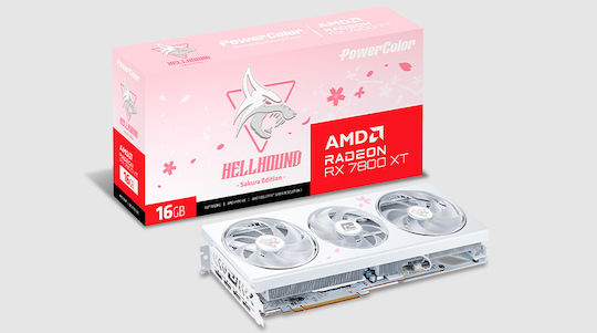 PowerColor Radeon RX 7800 XT 16GB GDDR6 Hellhound Sakura Graphics Card vue 2
