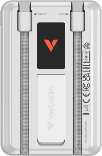 Verbatim Charge ‘n’ Go Power Bank 10000mAh 22.5W Power Delivery / Quick Charge 3.0 Silver view 5