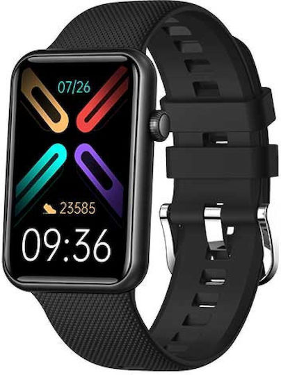 Lamtech LAM113508 Aluminium Smartwatch with Heart Rate Monitor (Black)