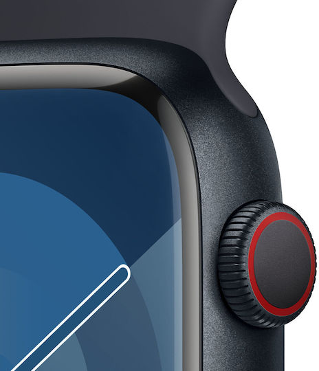 Apple Watch Series 9 Cellular Aluminium 45mm Waterproof with eSIM and Heart Rate Monitor (Midnight with Midnight Sport Band (S/M)) view 4