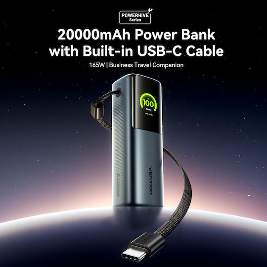 Vention Powerhive 20000mAh 165W with USB-A Port and USB-C Port Black vista 4