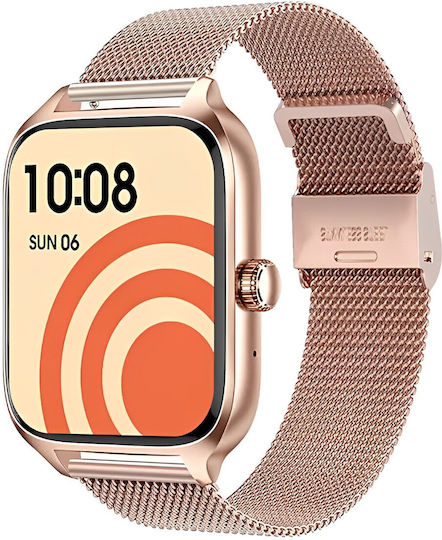 Smartwatch Idealstore Xiabest Bluetooth Nfc Voice Assistant Gps Tracking Sports Modes Oxygen Temperature Sensor Wireless Charging Heart Rate Blood Pressure Password Menstrual Reminder Gold Metal Strap