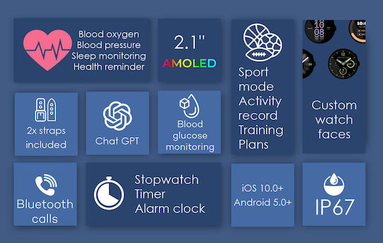 INTIME 9 Pro Max Smartwatch with Heart Rate Monitor (Black) vue 8