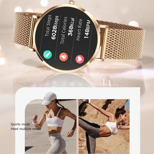 Aoke T8 Smartwatch with Heart Rate Monitor (Silver Case / Silver Strap Metallic) view 4