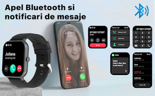 Vichema Tech Smartwatch Fitness Bracelet Full Touch Display 1.83ʺ Hd 3d Sound Bluetooth Call Voice Assistant Ip67 Games App Notifications Sports Health Monitoring 100+ Modes view 3