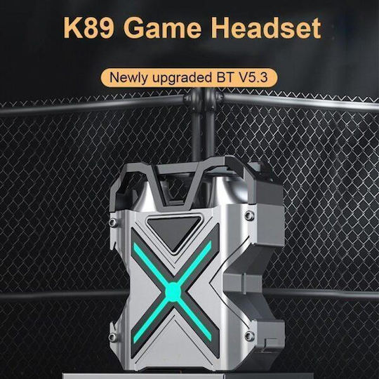 K89 In-ear Bluetooth Handsfree Earphones with Charging Case Gray view 3