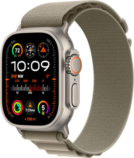 Apple Watch Ultra 2 Titanium 49mm Waterproof with eSIM and Heart Rate Monitor (Olive Alpine Loop - Small) view 9