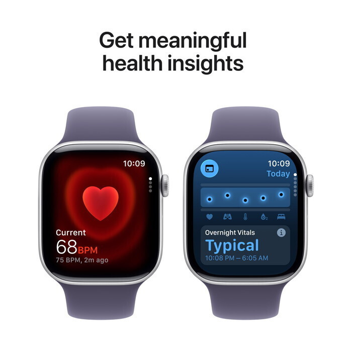 Apple Watch Series 11 Aluminium 46mm Waterproof with Heart Rate Monitor (Silver Aluminium Case with Purple Fog Sport Band - M/L) view 2