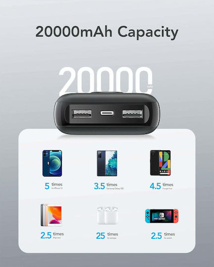 Veger VP2039 Power Bank 20000mAh 20W with 2 USB-A Ports and USB-C Port Black view 9