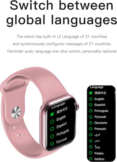 WearFit HW22 Pro 44mm Smartwatch with Heart Rate Monitor (Pink) vue 2