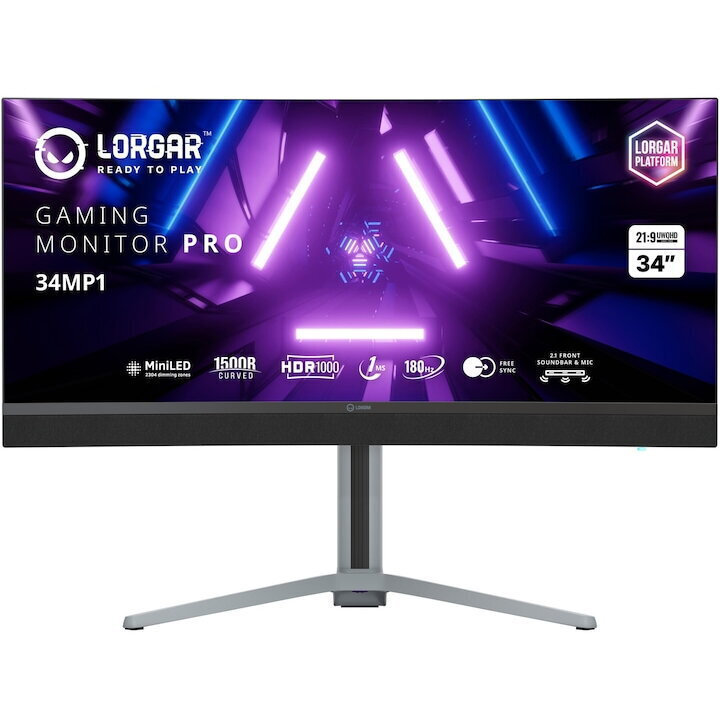 Lorgar 34MP1 Ultrawide VA HDR Gaming Monitor 34" QHD 3440x1440 180Hz with Response Time 1ms GTG