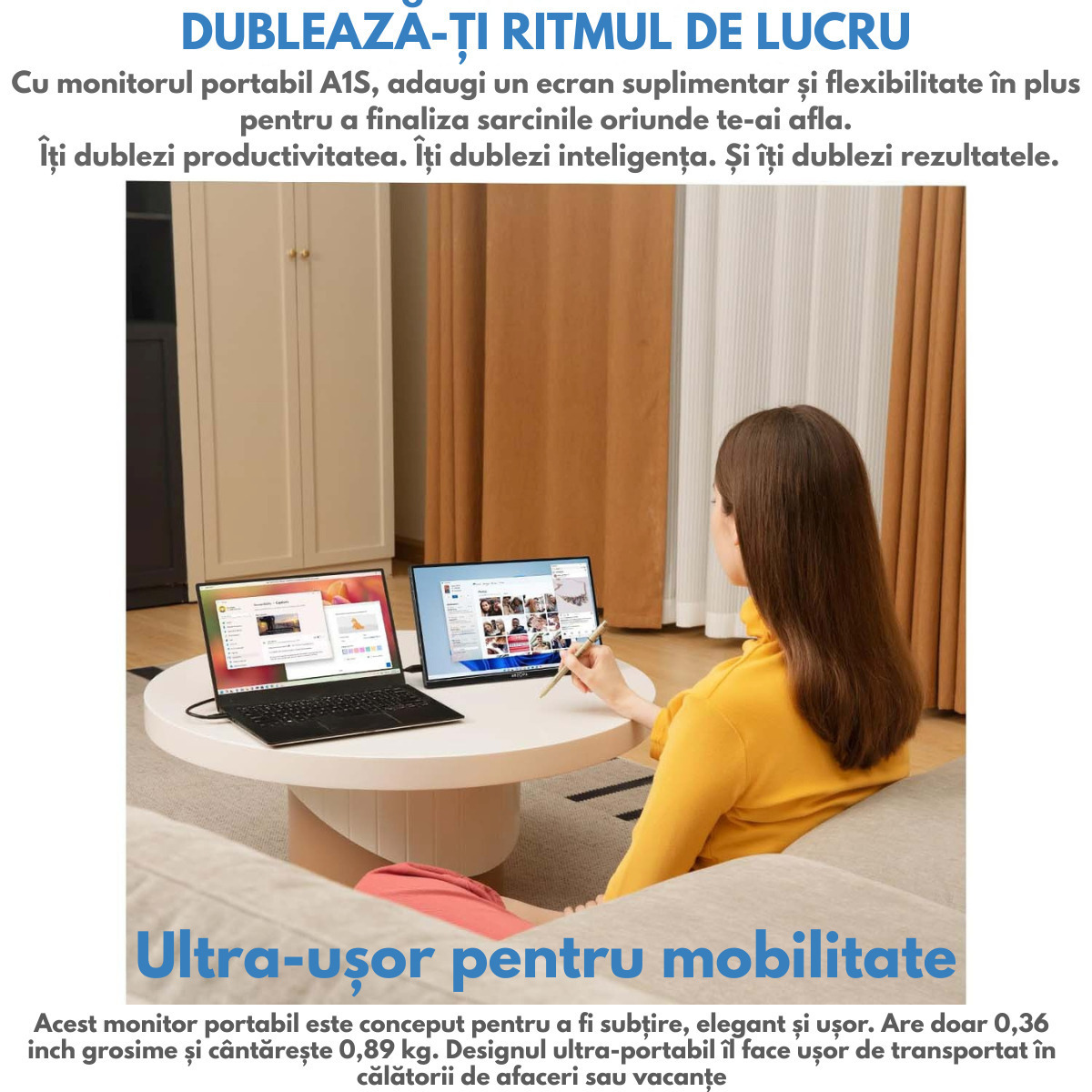 Qova Arzopa A1S IPS HDR Portable Monitor 14" FHD 1920x1080 with 25ms Response Time GTG view 6