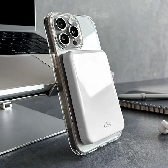Puro Mag Plus MagSafe Power Bank 5000mAh 20W with USB-C Port Power Delivery White view 2