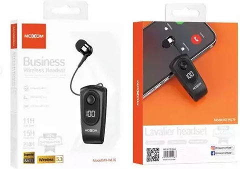 Moxom MX-WL76 In-ear Bluetooth Handsfree Earphone Lapel Black view 1