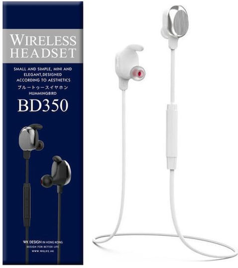WK Sporty BT BD350 In-ear Bluetooth Handsfree Earphones White view 2