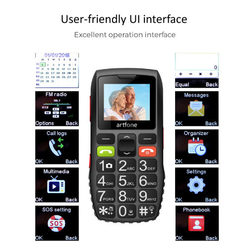 Artfone C1 Dual SIM Mobile Phone with Buttons (English Menu) Black Ansicht 7