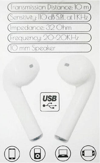 TWS Earbud Bluetooth Handsfree Earphones with Charging Case White view 4