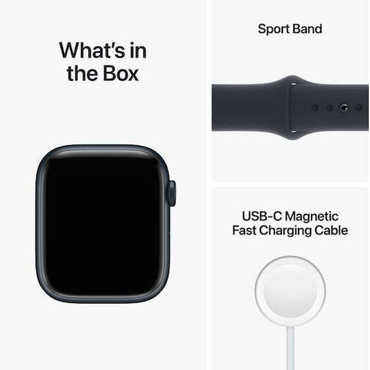 Apple Watch Series 8 Aluminium 45mm Waterproof with Heart Rate Monitor (Midnight with Midnight Sport Band) view 7