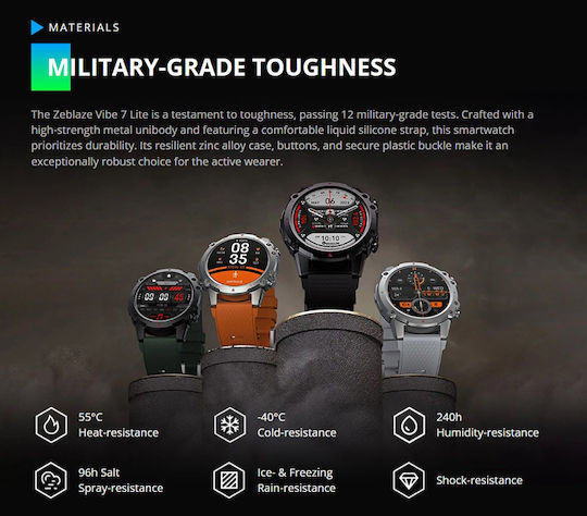 Zeblaze Vibe 7 Lite 49mm Smartwatch with Heart Rate Monitor (Black) view 6