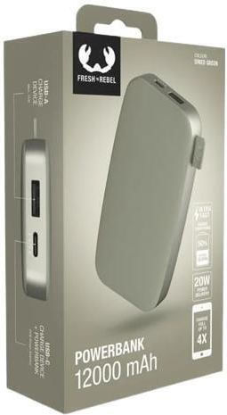Fresh 'n Rebel Powerbank 6000mAh with USB-A Port and USB-C Port Dried Green view 2