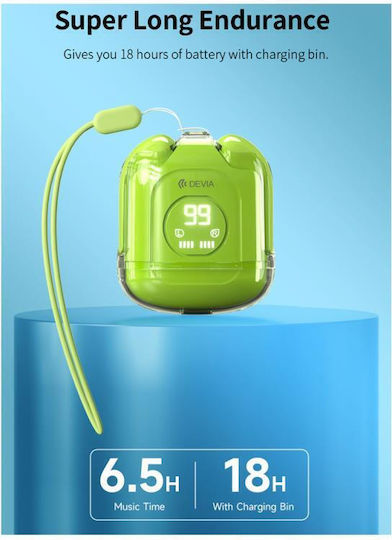 Devia M6 EM406 In-ear Bluetooth Handsfree Earphones with Charging Case Green view 4