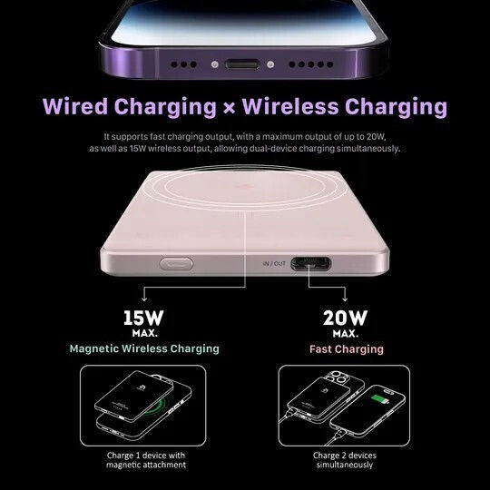 Adam Gravity C5 MagSafe Power Bank 5000mAh 20W with USB-C Port Red view 2