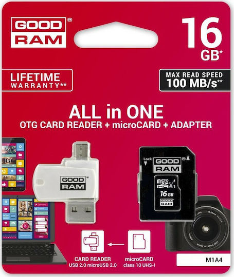 GoodRAM Μ1Α4 microSDHC 16GB Class 10 U1 UHS-I view 1