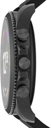 Fossil Gen 6 Stainless Steel 44mm Smartwatch with Heart Rate Monitor (Black Silicone) view 2