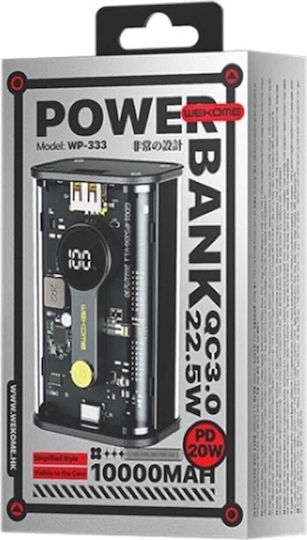 WK Power Bank 10000mAh 20W with USB-A Port and USB-C Port Power Delivery Transparent view 4