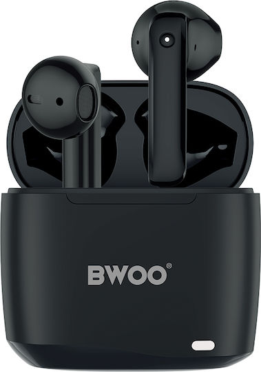 BWOO BW94 Earbud Bluetooth Handsfree Earphones with Sweat Resistance and Charging Case Black