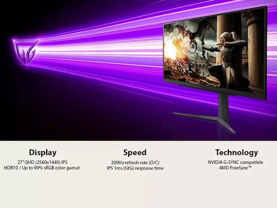 LG UltraGear 27GS75Q-B IPS HDR Monitor 27" QHD 2560x1440 180Hz with Response Time 1ms GTG view 3